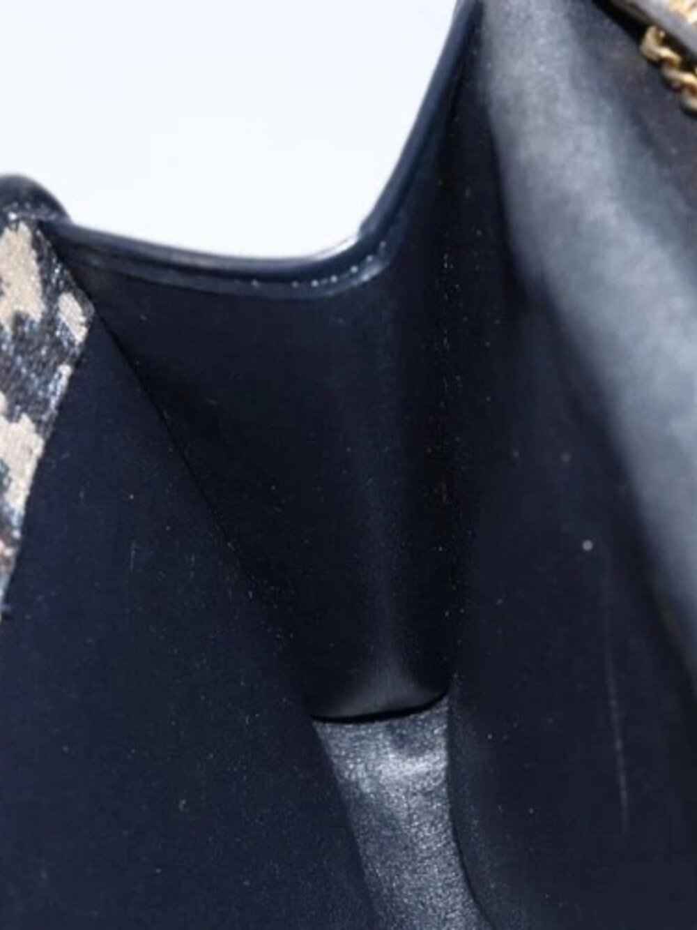 Christian Dior Trotter Canvas Chain Shoulder Bag Navy Auth 149106A - Picture 14 of 16